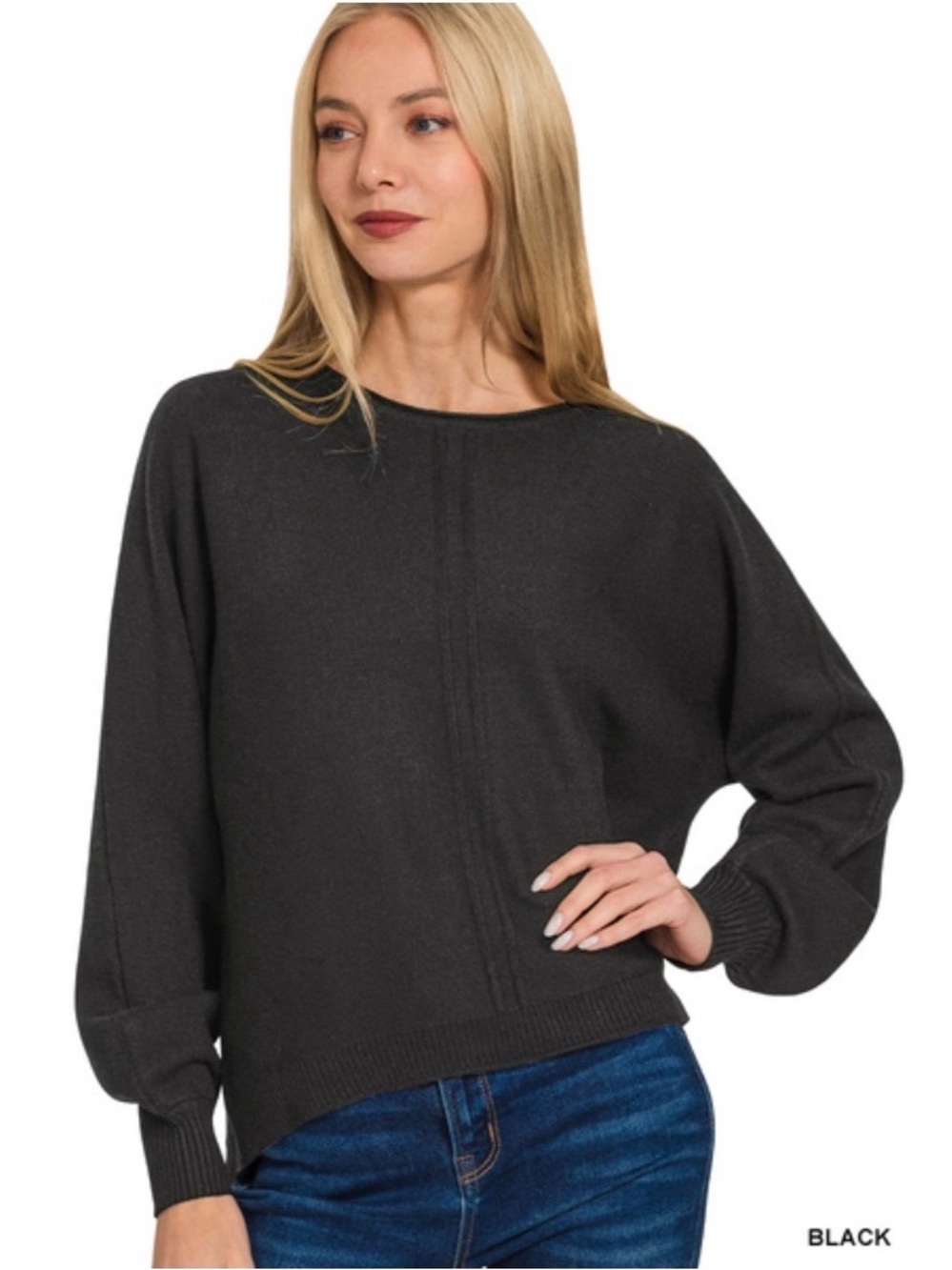 110 ❤️ small - 3X Zenana VISCOSE FRONT SEAM ROUND-NECK SWEATER